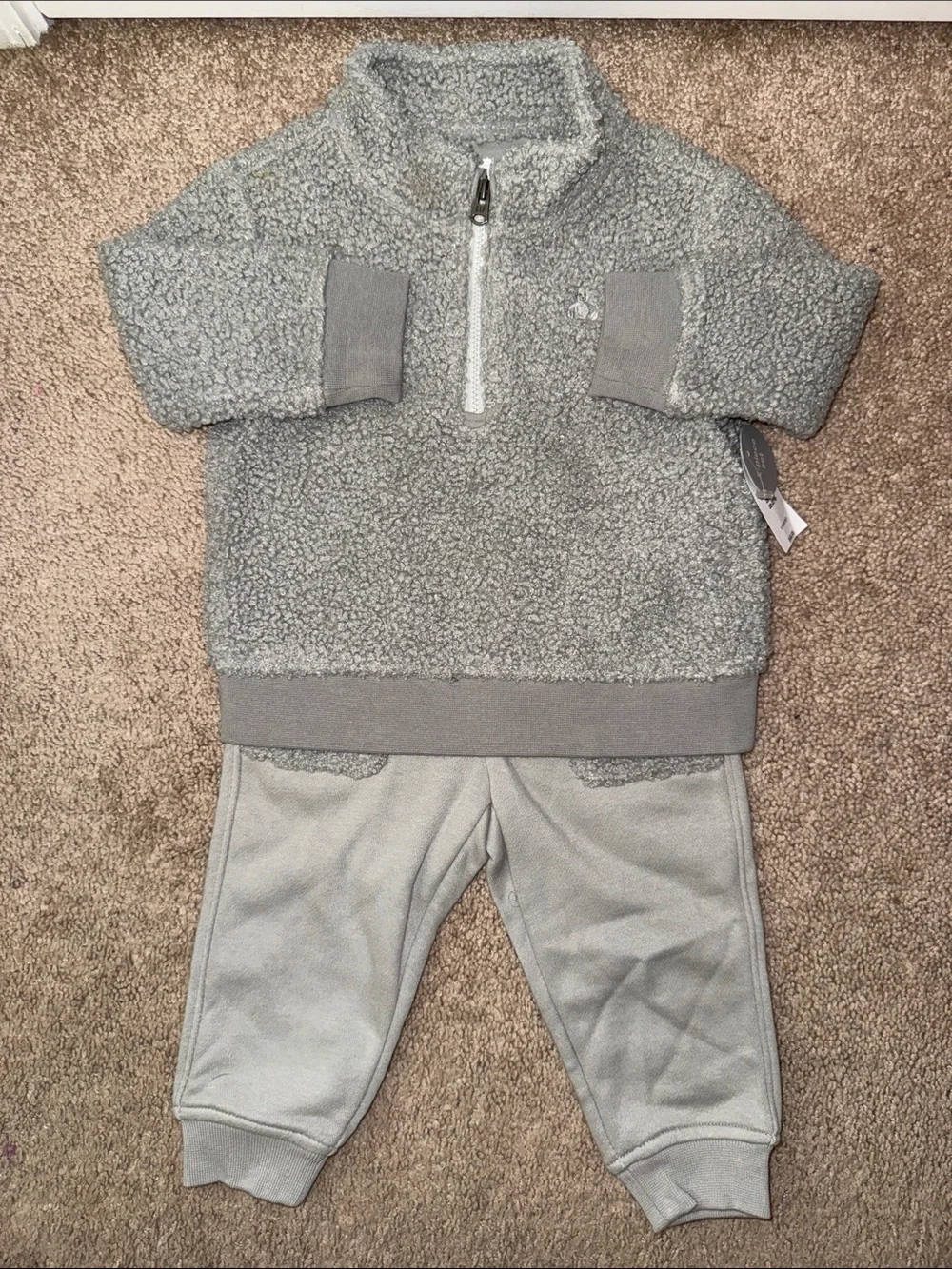 NWT Cozy Gray Sherpa Sweatshirt & Jogger Set - Kids